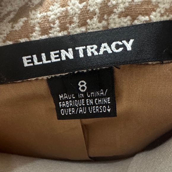 Ellen Tracy Wool-Blend Houndstooth Jacket | Size 8 | Classic Neutral - Picture 2 of 10